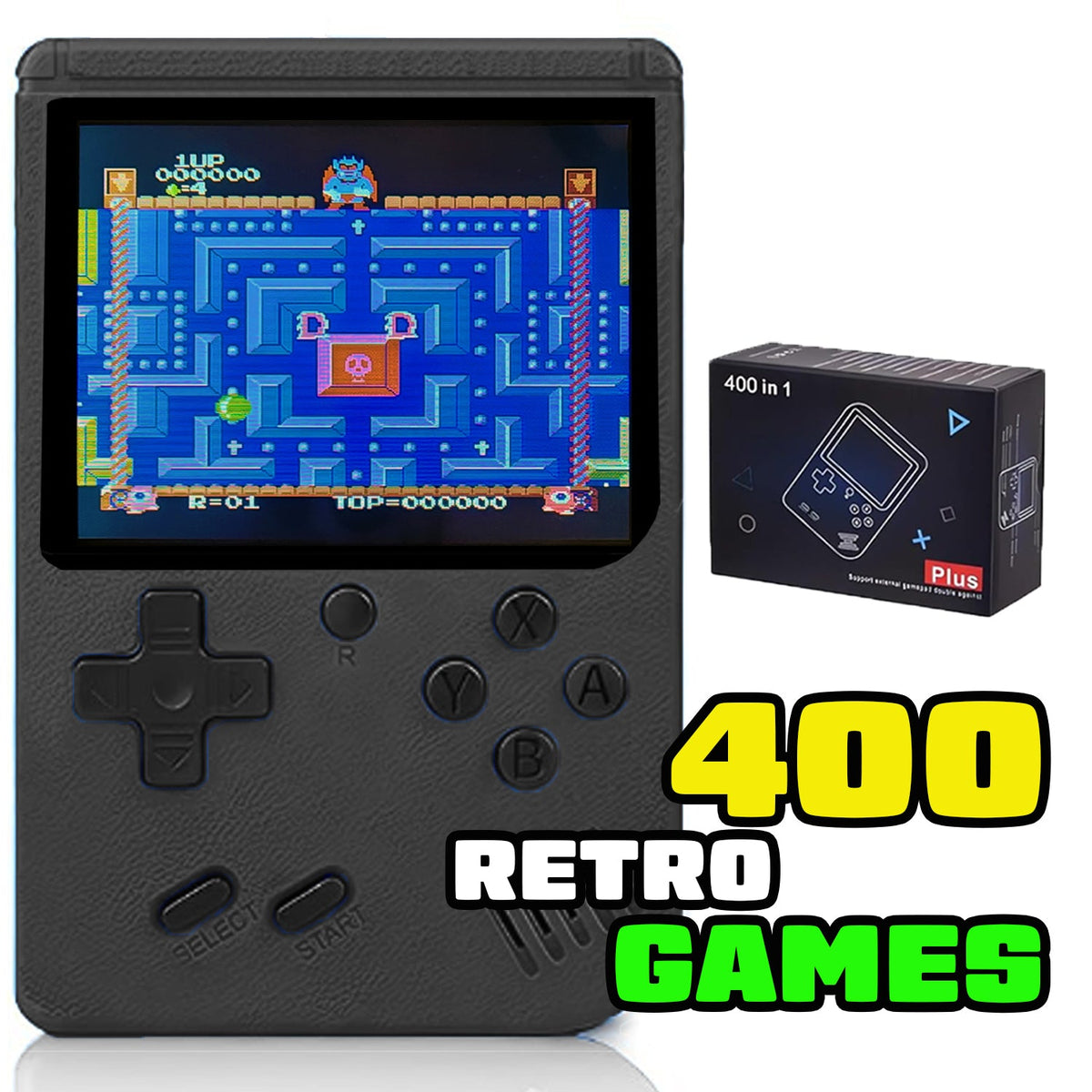 Handheld Video Game Console for Kids Portable Player Mini Arcade Electronic Toy, 400 Games Black